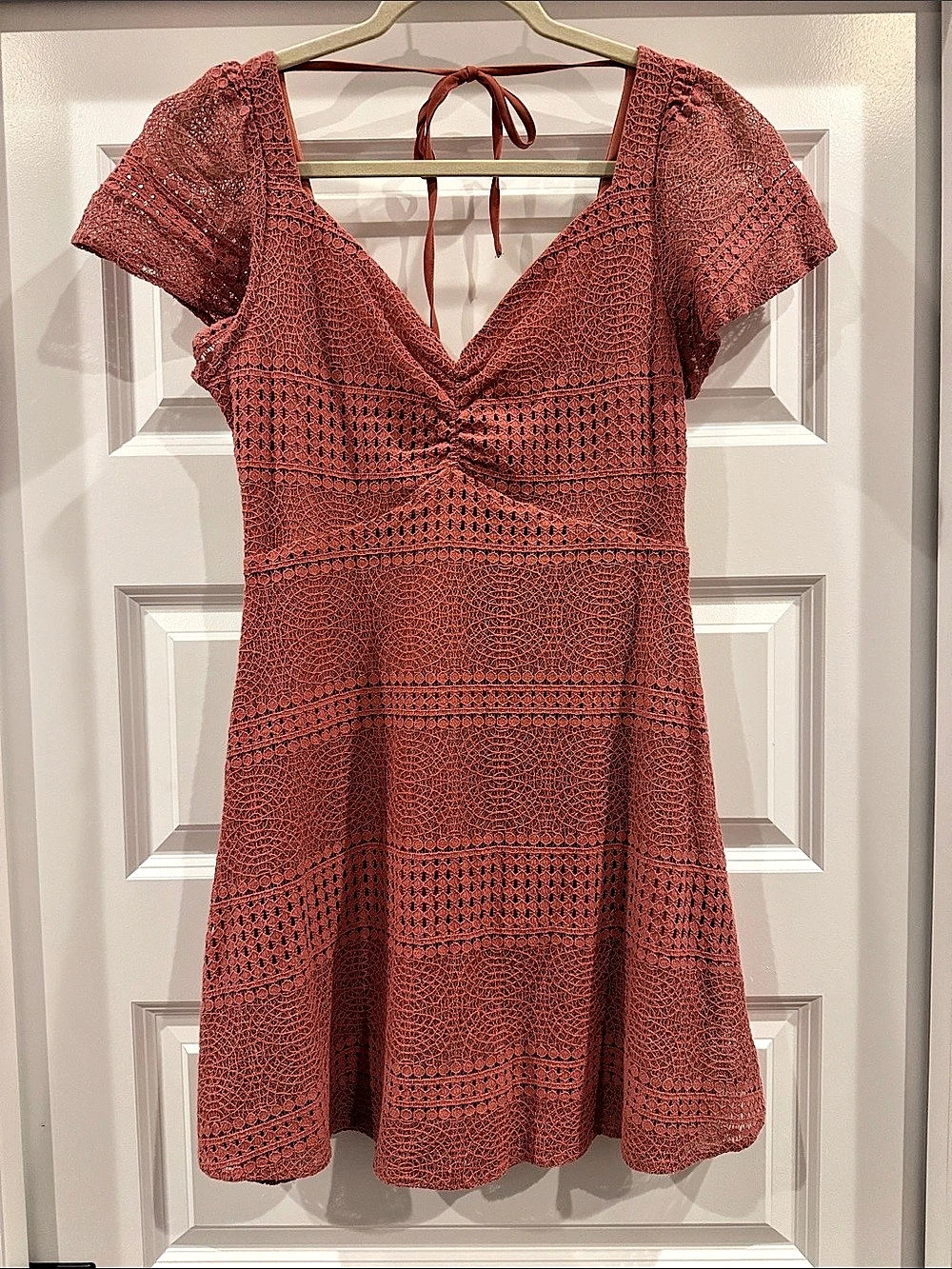 Francesca's Mini Crochet Dress in orange Size Medium Like New